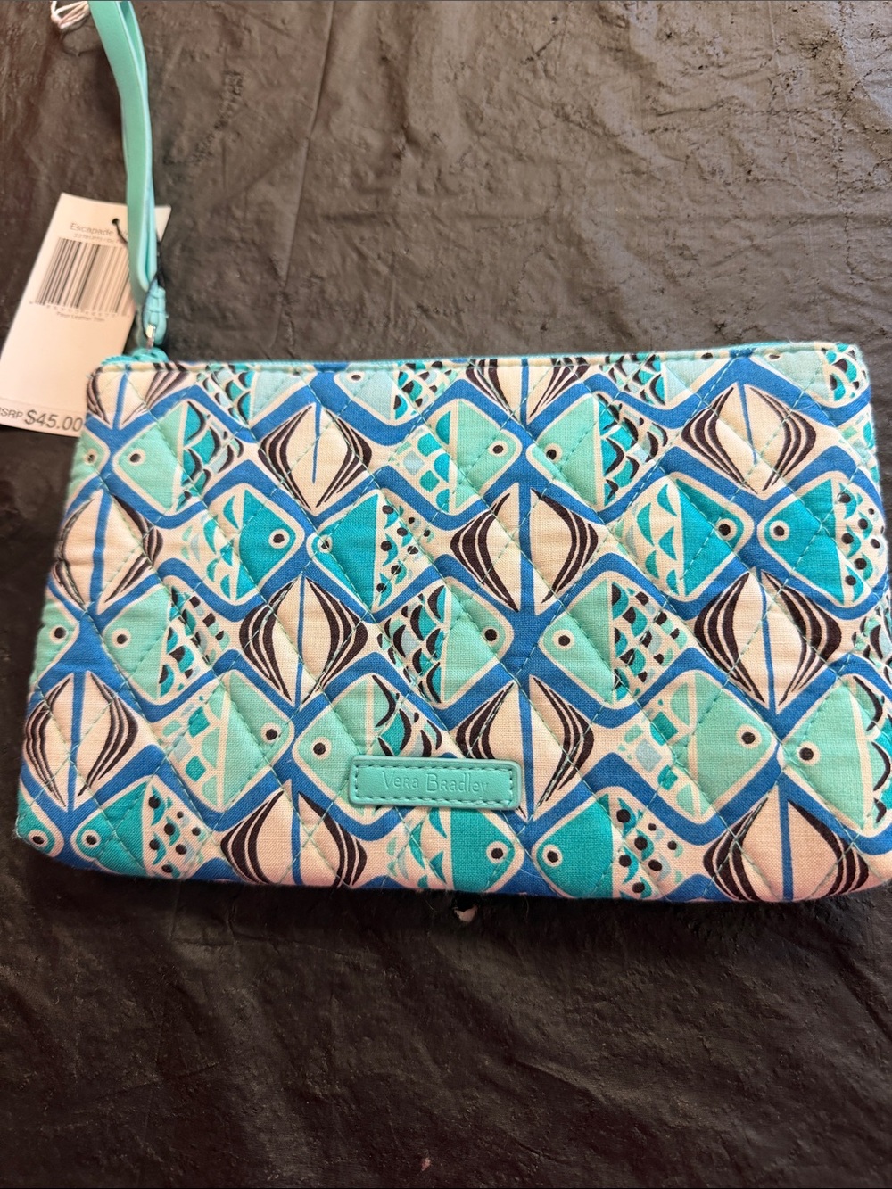 Vera Bradley Teal and Blue Fish Pattern Wristlet